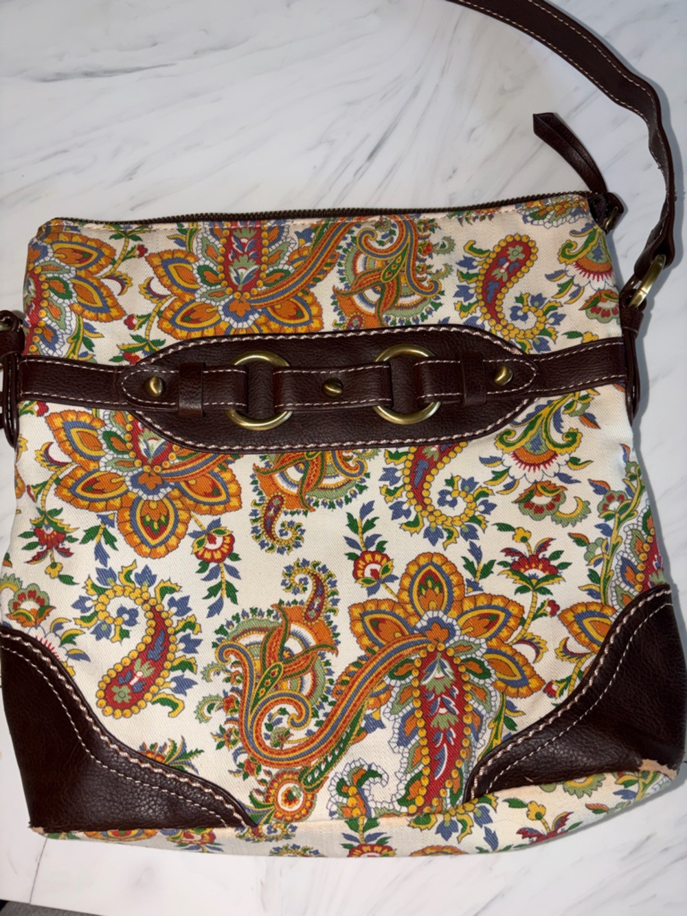 GIANI BERNINI leather paisley shoulder bag